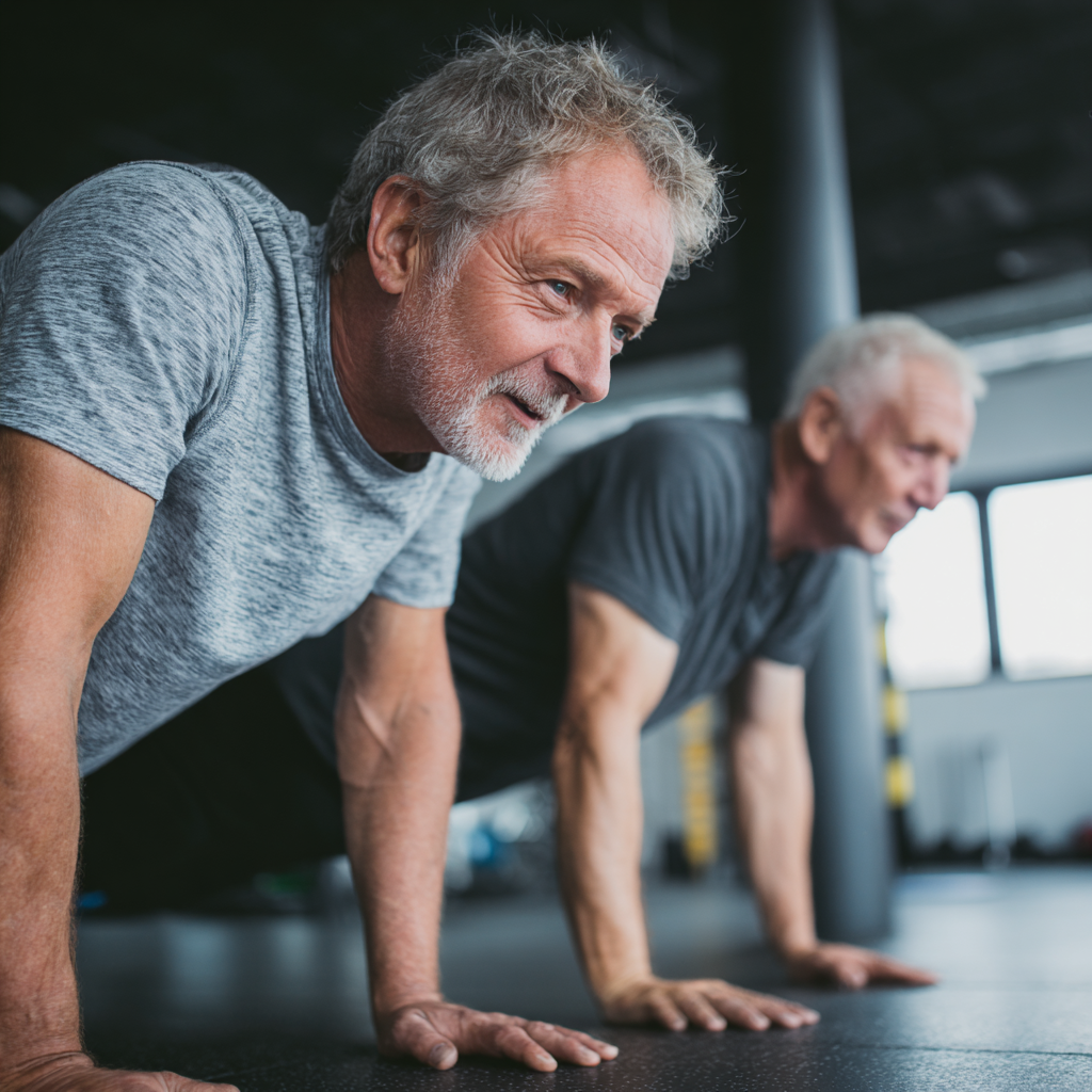 Older adults engaging in functional fitness training and body mobility exercises